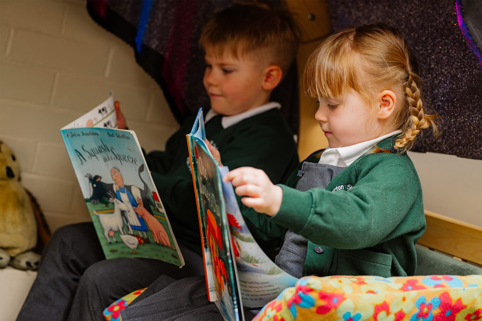 boy and girl reading