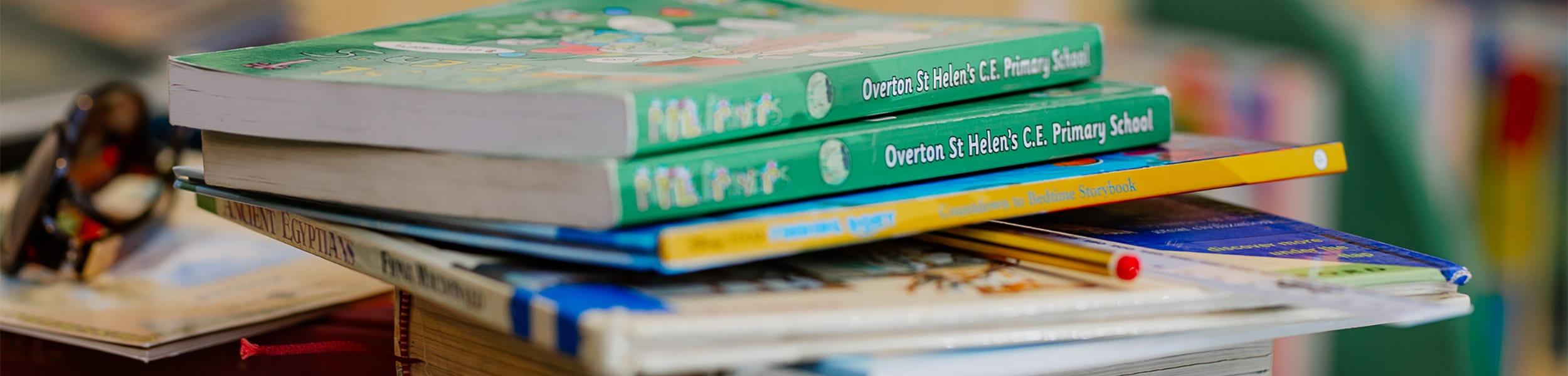 stack of text books