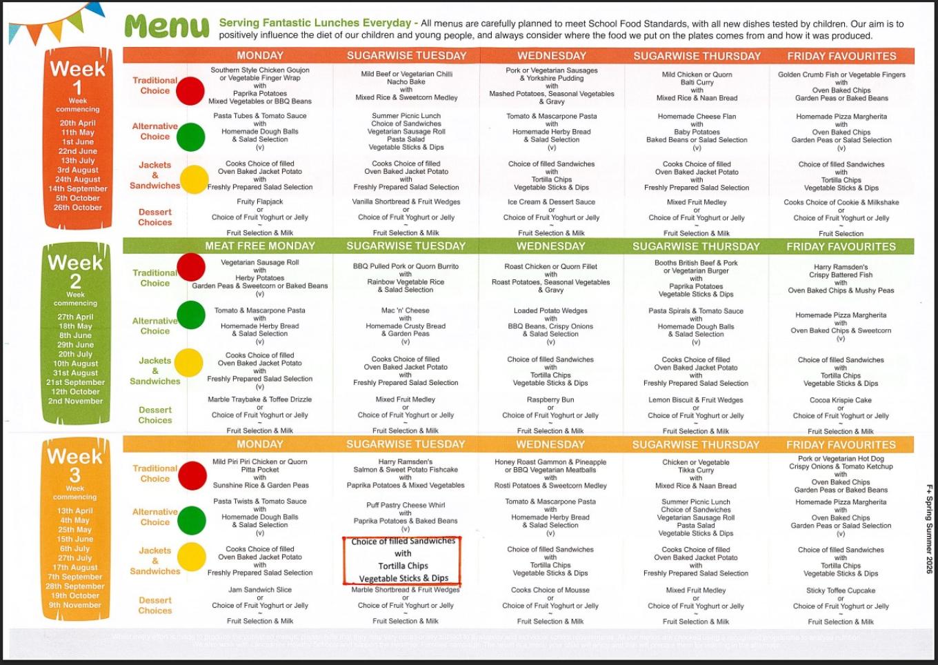 Sprin Summer 26 Menu